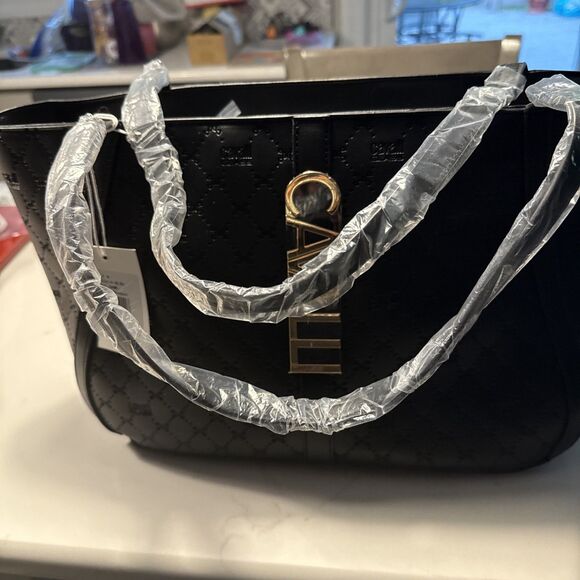 Cavalli Class Sandra Shopper Tote Bag Black Debossed Designer Handbag NWT - Picture 8 of 8